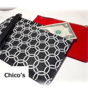 CHICOS Black White 2pc. Nesting Pouches Wristlet